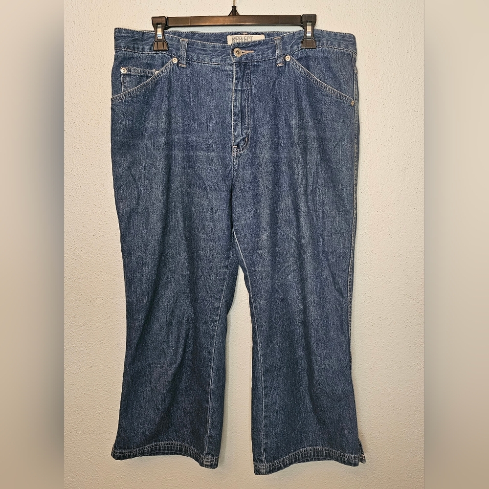 REFLECT JEANS 100%Cotton Capri/Cropped Denim Blue Jeans Relax Fit Womens Size 14
